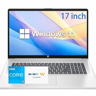 HP 17.3 inch Laptop with Lifetime Office 365 for The Web, Intel 13th 8 Cores i3 CPU (Beat 11th i5), 8GB RAM, 128GB SSD Storage, Long Battery Life, Windows 11, No Mouse