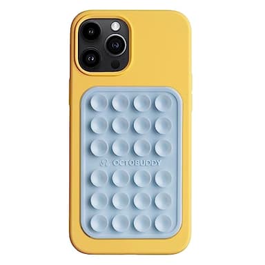 OCTOBUDDY Classic MAX - Silicone Suction Phone Case Adhesive Mount - Hands-Free, Strong Grip Holder for Selfies and Videos - iPhone and Android Compatible - 2.6″ x 3.9″, Baby Blue