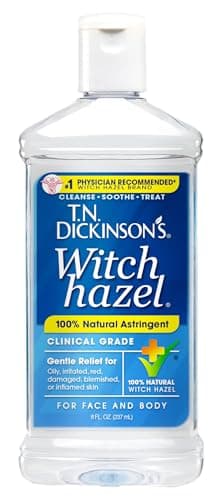 T.N. Dickinson's Witch Hazel 100% Natural Astringent | Pure Witch Hazel | Fragrance Free | Cleanses & Soothes Skin | For Face & Body | Clinical Grade | 8 Fl Oz