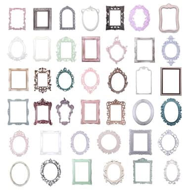 Oruola 40pcs Junk Journal Stickers,Scrapbook Frames,Scrapbook Embellishments,Vintage Scrapbook Window Frames Cutout,Photo Scrapbook Decorative Paper for DIY Scrapbooking Junk Journal Crafts Album