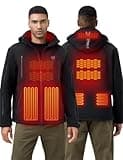 Men's Heated Jacket with Detachable Hood, Waterproof Winter Outdoor Heating Jackets for Men (Battery Pack Included)