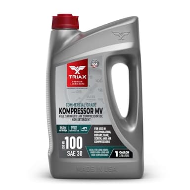TRIAX Kompressor ISO 100 SAE 30, Full Synthetic, Multi-Vis Air Compressor Oil | for Rotary, Vane, Screw, and Reciprocal | Commercial Grade | High Temp | Non-Detergent (1 Gallon)