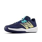 New Balance Men's 696 V6 Tennis Shoe, White/Clementine, 14 Wide