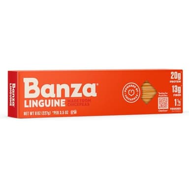 Banza Linguine Pasta from Chickpeas - Gluten Free, High Protein, and Lower Carb Protein Linguine Chickpea Pasta - 8oz