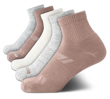 Reebok Womens Quarter Socks - 5 Pack Athletic Performance Cushioned Running Workout Ankle Socks for Women (Sizes: 4-10), Size 4-12, Brown/Grey