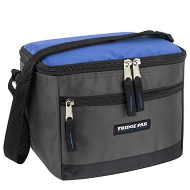Fridge Pak 6 Can Cooler Bags Insulated Soft Cooler Lunch Bag for Men, Waterproof Leak Proof Cooler Bags, Blue on Grey
