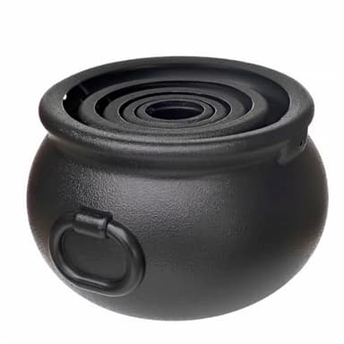 GLOCAMPING 5 in 1(11",7.4”, 5.5”, 3.7”, 2.8”) Package Large Black Plastic Witch Cauldron Kettle, Candy Holder, Party Favor Decoration for St. Patrick’s Day & Halloween