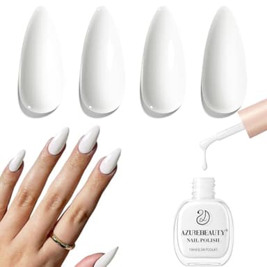AZUREBEAUTY Warm White Nail Polish – Quick Dry, Long-Lasting, Natural Glossy Finish for DIY Manicure & Nail Art, Salon Quality, 10ml for Women