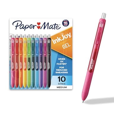 Paper Mate InkJoy Gel Pens, Medium Point, 10 Count - Teacher Supplies, Writing, Journaling, Back to School