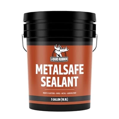 Liquid Rubber MetalSafe Sealant - Metal Roof Waterproof Membrane Coating and Corrosion Protection, Solar Resistant, Indoor and Outdoor Use, Easy to Apply, 5 Gallon, Black