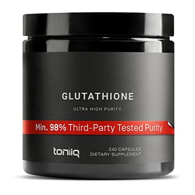 Toniiq Ultra High Strength Glutathione Capsules - 1000mg Concentrated Formula - 98%+ Highly Purified and Bioavailable - Non-GMO Fermentation - 240 Capsules Reduced Glutathione Supplement