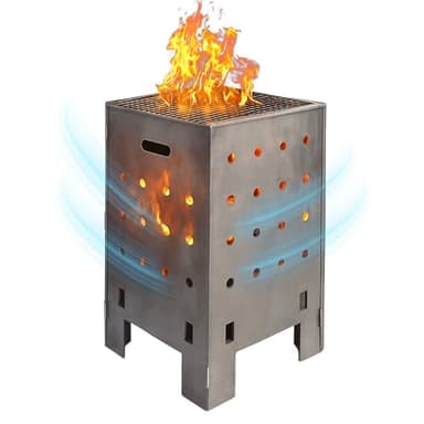 Marabuut Burn Barrel for Outdoor Trash – New Upgraded Reinforced Lid Heavy Duty Corten Steel Fire Pit with Base – Yard Waste Incinerator for Leaves, Wood & Paper – 30” Extra Large Capacity