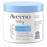 Aveeno Baby Eczema Therapy Nighttime Body Balm, Moisturizing Eczema Treatment, Ceramides, Triple Oat Complex, Soothes Dry, Itchy Skin, Hypoallergenic, Fragrance & Steroid Free, 11oz