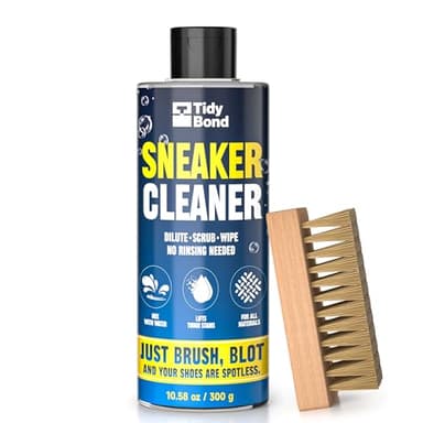 Tidybond Shoe Cleaner Kit – 10.6oz Premium Shoe Cleaning Set with Brushes & Microfiber Towel, Sneaker Cleaner for White Shoes, Boots, Leather, Suede, Canvas, Mesh, PU & Fabric