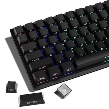 XVX PBT Keycaps - Side Print Keycaps 60 65 75 100 Percent, Double Shot Shine Through Custom Key caps, Black 136 Keys Set, OEM Profile, Minimalist Style Phantom for Cherry Gateron MX Switche Keyboard