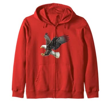 Majestic Flying American Bald Eagle Zip Hoodie