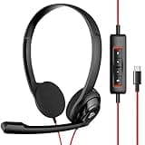 NUBWO USB C Headset with Mic for Laptop, Phone,Headphones with Noise Cancelling Microphone for Computer, On-Ear Wired Office Call Center Headset for Boom SkypeWebinars, in-line Control
