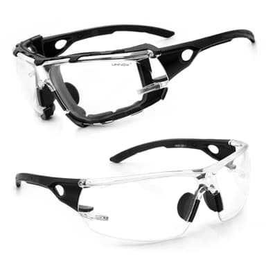 UKNOW Photochromic Safety Glasses, Scratch Resistant Wraparound Lenses, Removable Foam Gasket, ANSI Z87.1 Protective Eyewear, UV Protection