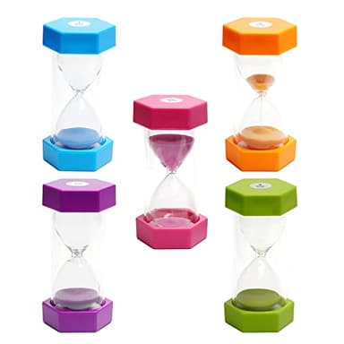 SANDTIMER 5 PcsColorful Hourglass, Sand Timers, Acrylic Hourglass Timer, Kitchen Timer,1/3/5/10/30 Minutes Sandglass for Classroom, Home, Kitchen, Office Decoration