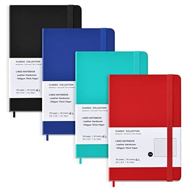 Coopay 4 Pack Pocket Notebook Journals Bulk, 3.5" x 5.5", 160 Lined Pages, A6 Mini Notepad Hardcover leather Journal with 100GSM Thick Paper, Small Notebooks for Writing Work Men Women (Multicolor)