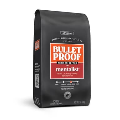 Bulletproof The Mentalist Medium-Dark Roast Ground Coffee, Clean Coffee Tested for Toxins, 12 Ounces