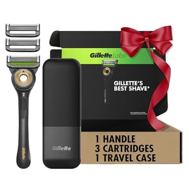 GilletteLabs With Exfoliating Bar Shaving Razor For Men, 1 Handle, 3 Blade Refills, Includes Travel Case for Convenient Storage On The Go, Holiday Gifts for Men