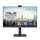 ASUS 24” 1080P Video Conferencing Monitor (BE249QFK) - IPS, 100Hz, Frameless, Full HD Webcam, Mic Array, Speakers, Height Adjustable, Ergonomic Design, Eye Care, Wall Mountable, 3 yr Warranty