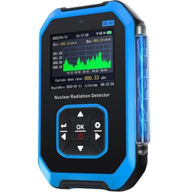 FNIRSI GC-01 Geiger Counter Nuclear Radiation Detector, Radiation Dosimeter with LCD Display, Portable Handheld Beta Gamma X-ray Rechargeable Radiation Monitor Meter, 5 Dosage Units, 0.0μSv-500mSv