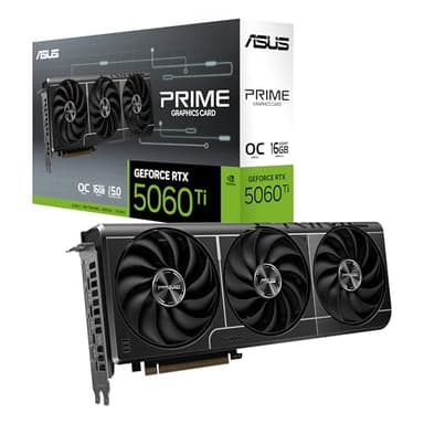 ASUS SFF-Ready Prime NVIDIA GeForce RTX 5060 Ti 16GB GDDR7 OC Edition Graphics Card (PCIe 5.0, 16GB GDDR7, HDMI/DP 2.1, 2.5-Slot, Axial-tech Fans, Dual BIOS), 3 Year Warranty