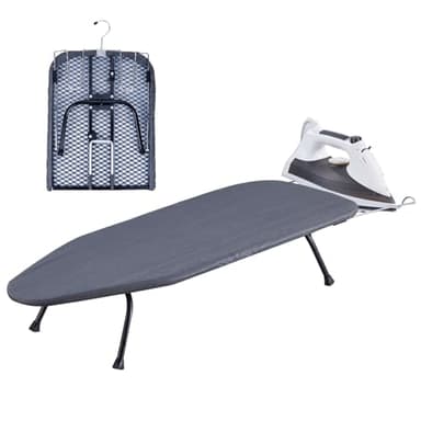 OMUACHIP Foldable Table Top Ironing Board with Iron Rest, Portable Ironing Board Small with Heat Resistant Cotton Cover, Mini Iron Board for Small Space and Travel, 31"x12", Black