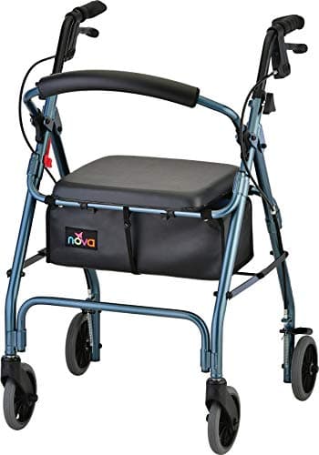 NOVA GetGo Classic Rollator Walker for Seniors, Lightweight Folding Rolling Walker with Wheels, Lock N Load for Easy Transport & Storage, Adjustable Height 5'4"–6'1", Blue