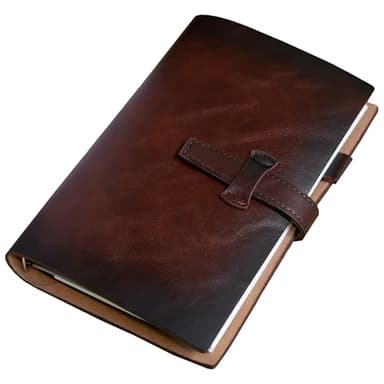 Adeerus Refillable A6 Leather Binder Notebook, Reusable Leather Journal, Vintage Organizer with 6-Ring Metal Binder, 160 Pages Lined Paper & Pocket, for Writers Business Work Study College and Daily