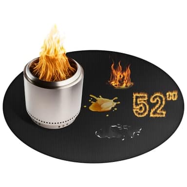 RYMTOX Large 52'' Fire Pit Mat for Solo Stove Bonfire | Double-Sided Fireproof | Waterproof | Oil-Proof | Easy to Clean | Bonfire Accessories | Round BBQ Mat for Solo Stove Accessories Deck Patio Lawn