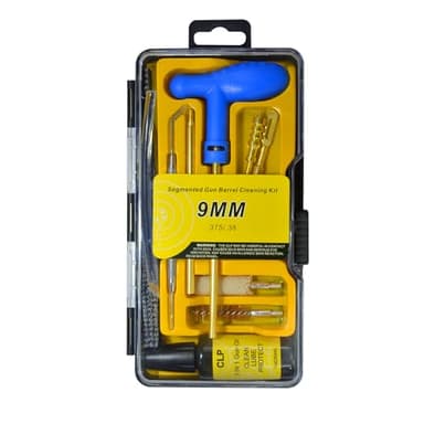 Wokonl Gun Cleaning Kit for 9mm, .38, .357 Caliber Pistols - Bore Cleaning Set with Compact Case Includes Brass Brush, Cotton Mop, CLP Oil, Cleaning Patches & Rods