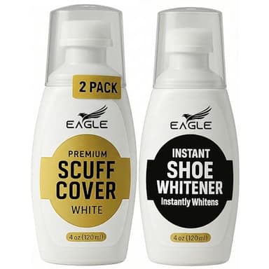 Eagle Sneaker Whitener for Shoes – 2 Pack White Shoe Polish & Scuff Cover | Instantly Whitens, Restores, & Covers Scuffs on Leather, Canvas, Mesh, Foam & Rubber | Built-In Sponge Applicators