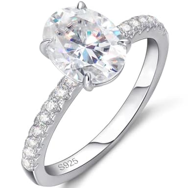 RapRevolt Moissanite Rings For Women Oval Engagement Ring 18K Gold Plated S925 Sterling Silver VVS1 D Color Wedding Rings for Women Promise Rings for Women 1.5 2 Carat Ring Size 7