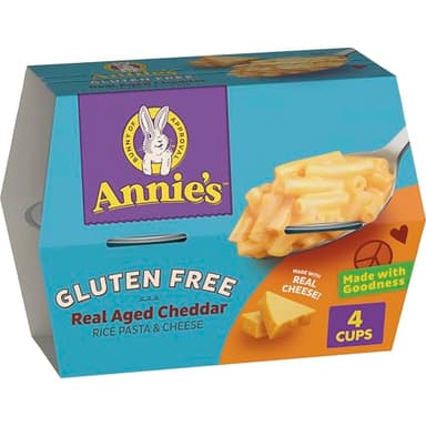 Annie's Gluten Free Macaroni and Cheese, Microwavable Rice Pasta and Real Aged Cheddar, 4 Cups, 8.04 oz