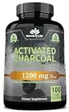 Activated Charcoal Capsules - 1,200 mg Highly Absorbent Helps Alleviate Gas & Bloating Promotes Natural detoxification Derived from Coconut Shells - per Serving - 100 Vegan Capsules