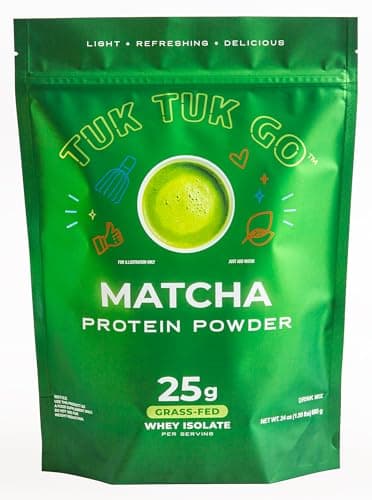 Tuk Tuk Go Clear Whey Protein Drink Mix - Matcha Green Tea - 25g Clear Whey Isolate - Refreshing Flavor - 20 Servings - Post Workout Recover
