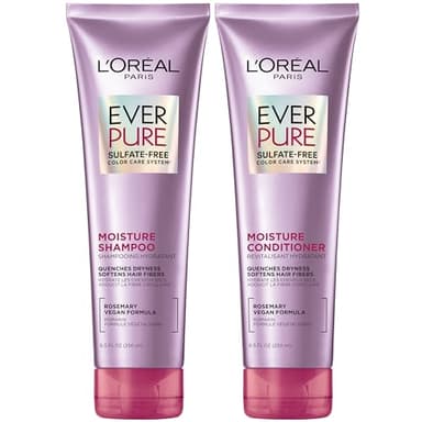 L'Oreal Paris Moisture Sulfate Free Shampoo and Conditioner Set, Hair Care for Color-Treated Hair with Rosemary Botanicals, EverPure, 1 Kit