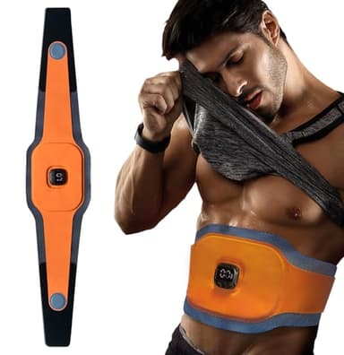 FDA Cleared EMS Belt - Ab Stimulator Belt with 10 Programs for Fat Burning & Muscle Toning - Rechargeable EMS Unit for Men & Women to Sculpt Abs