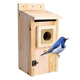 Bluebird Houses for Outside with Copper Guard, Pole, Thicken Wooden Hanging Birdhouse Clearance Garden Country Cottages, Nesting Box for Bluebird Finch Swallow Wren Chickadee Wild Bird Supplies