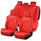 Coverado Car Seat Covers Full Set, 5 Seat Universal Seat Covers for Cars, Luxury Faux Leather Waterproof Seat Covers, Front and Back Car Seat Protector, Auto Seat Covers Fit for Most Vehicles, Red