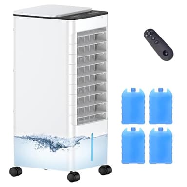 Windowless Portable Air Conditioners with Remote, Ventless Ac Unit Ductless Air Cooler,Hoseless Quiet Evaporative Oscillating Swamp Cooler,12H Timer & 4 Ice Box for Bedroom Indoor Outdoor Office Room