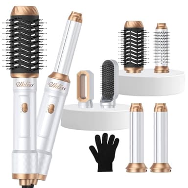 Ukliss 6 in 1 Air Styler & Blow Dryer Brush with Ionic Technology, Magic Styler & Air Curler for Hair, Versatile Hair Dryer Brush for Fast Styling, Safe ALCI Plug, Works on Most Hair Types,White
