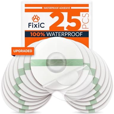 Fixic Libre 3 Sensor Covers - 25 Pack - Freestyle Adhesive Patches for Libre 3 & Plus Sensors - No Glue in The Center - Pre-Cut Back Paper - The Best Fixation for Your Sensor! (Upgraded, Transparent)