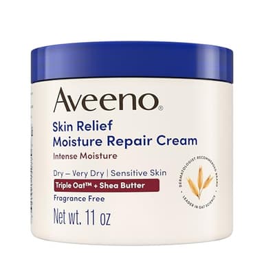 Aveeno Skin Relief Intense Moisture Repair Body Cream with Triple Oat & Shea Butter Formula, Helps Heal, Repair & Restore Very Dry Skin with Long-Lasting Moisture, Fragrance-Free, 11 oz