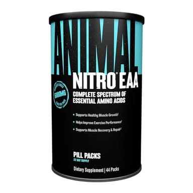 Animal Nitro EAA - Post-Workout Recovery and Repair, Supports Lean Muscle Growth, Complete Spectrum of Essential Amino Acids & BCAA Supplement for Men and Women, 44 Packs