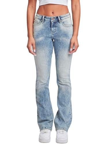 YMI Jeans Women's Bootcut Jeans with Flap Pockets, C Sky Blue, 03