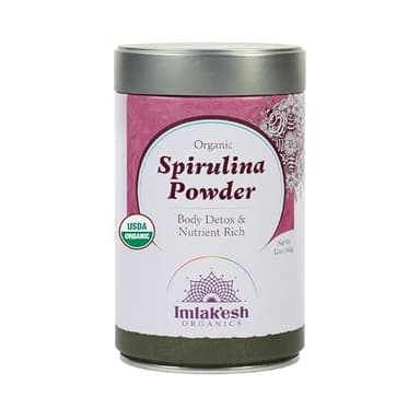 Imlakesh Organics Spirulina, Powder (12oz Metal Jar)